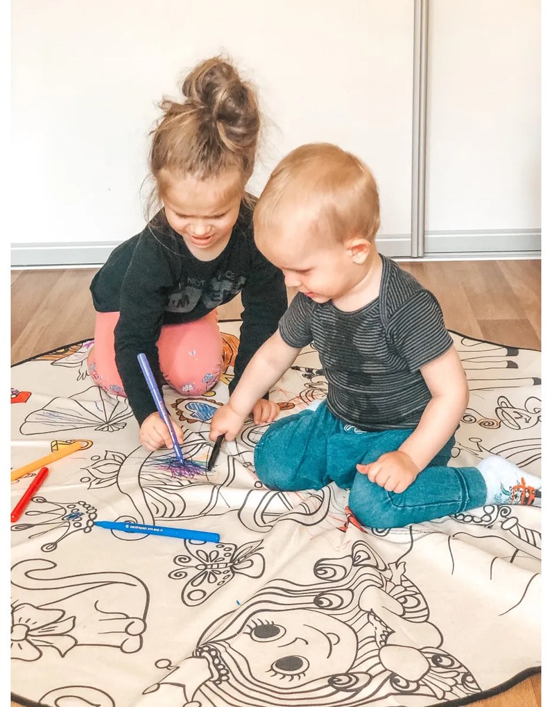 Butter Kings, TRHÁK: KOBEREC - OMAĽOVÁNKY - Dinosaur world, 130x130 (priemer) kruh, biela, detská izba