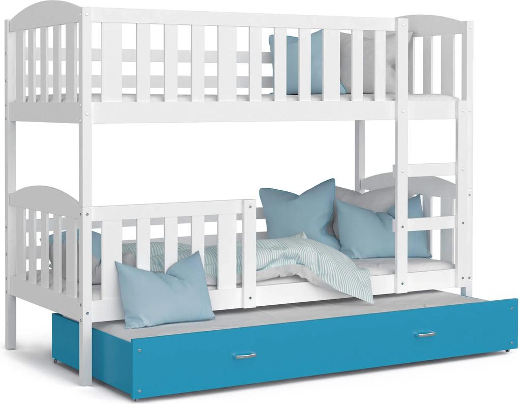 GL Poschodová posteľ s prístelkou Color - Jakub 3 Farba: Modrá, Rozmer: 190x80