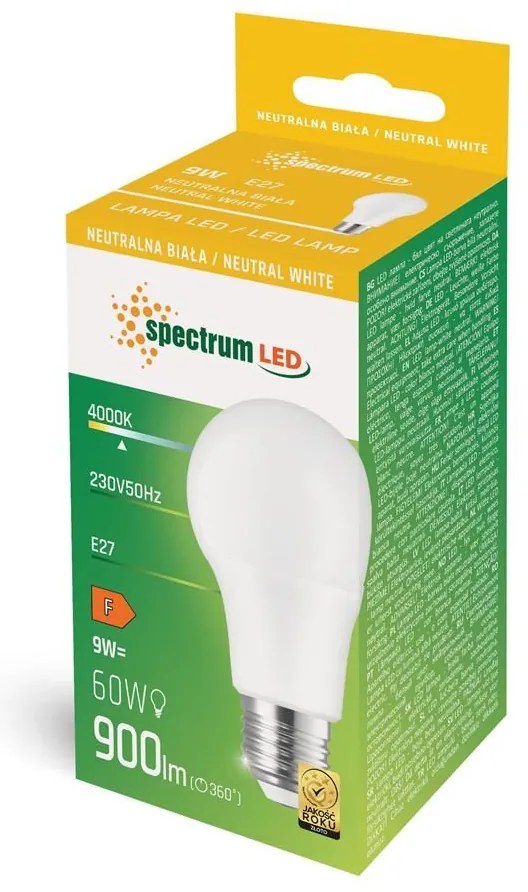 Toolight Toolight, LED studená žiarovka E27 900lm 230V 9W WOJ+14611, OSW-02222