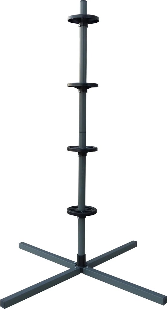 Vertikálny stojan na 4 pneumatiky RelaxDays RD53025 – sivý kovový regál, 131 cm