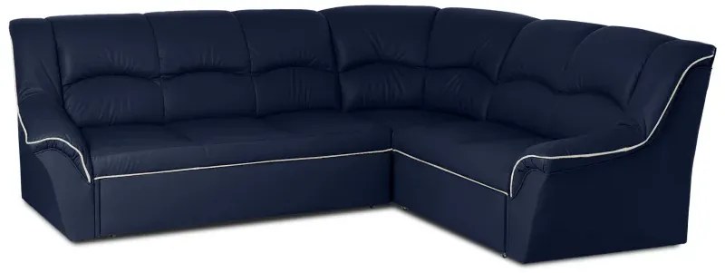 Kožená rohová sedacia súprava DUBAJ LUX XL II, pravá, tm. modrá (K-58)_biela (U-1)