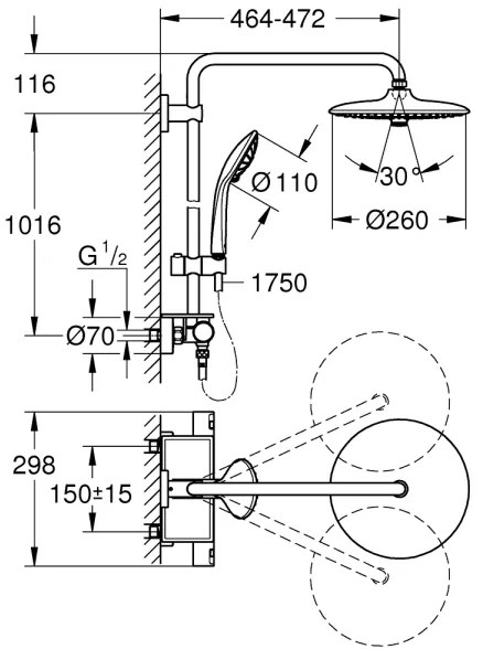GROHE 26403001 - Sprchový systém VITALIO JOY 260 450 mm lesklý chróm