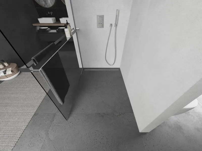 Mexen Kioto, sprchová zástena Walk-In Walk-in 105 x 200 cm, 8mm číre sklo, chrómový profil + vešiak na uteráky s poličkou, 800-105-121-01-00