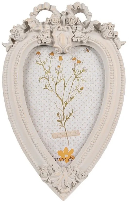 Béžový fotorámik v tvare srdca - 14*2*22 cm / 10*15 cm