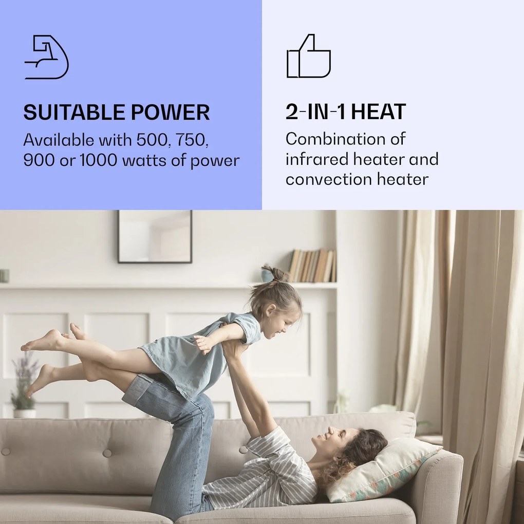 Klarstein La Palma 750 smart, infračervený ohrievač 2 v 1, 85 x 60 cm, 750W, zrkadlová predná časť