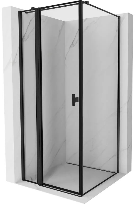 Mexen Mist T, sprchový kút s krídlovými dverami, ľavý, 80 x 80 cm, 8mm číre sklo, čierny profil, 8A4T-080-080-70-70-L