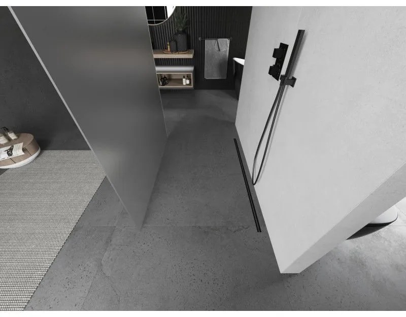 Mexen Kioto, sprchová zástena Walk-In 110 x 200 cm, 8mm sklo námraza, grafitový profil, 800-110-002-66-30