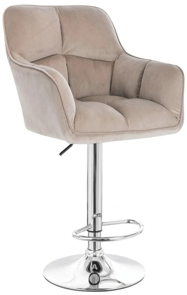 LuxuryForm DESIGN Barová stolička AMALFI VELUR na striebornom tanieri - latte