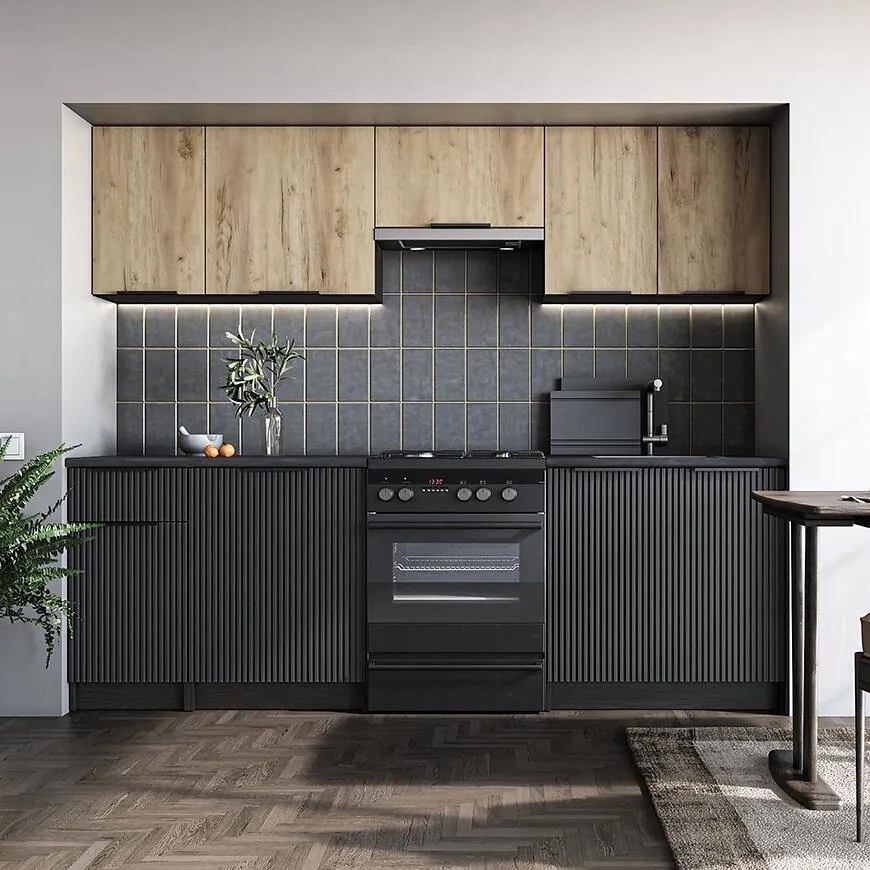 Kuchynská linka Emma 240 ZB artisan/čierna/carbon wood