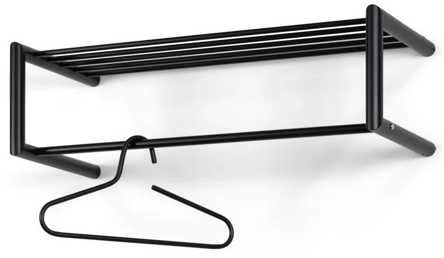 Čierny kovový nástenný vešiak s poličkou Smooth – Spinder Design