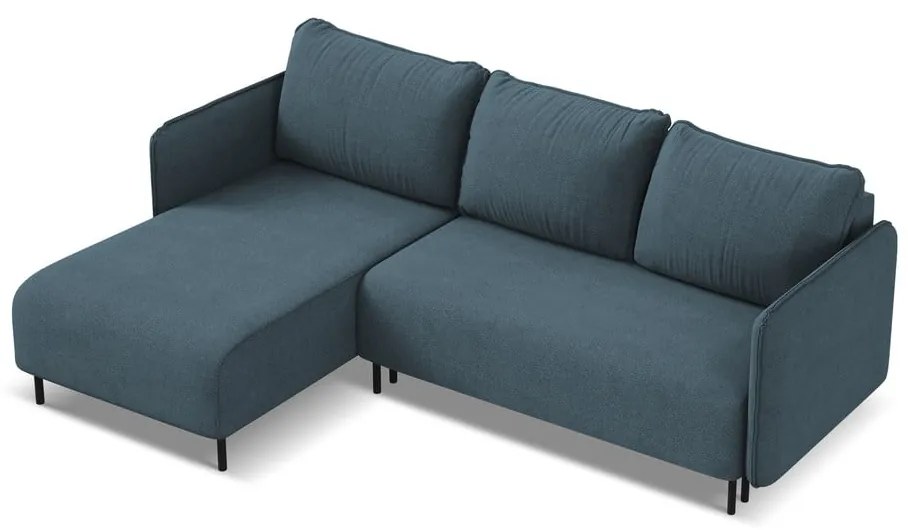 Modrá rozkladacia/s úložným priestorom rohová pohovka (ľavý roh) Luana – Makamii