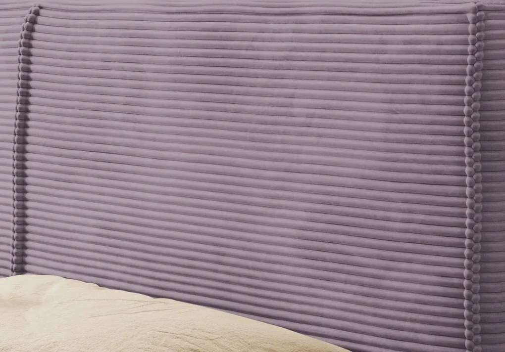 Posteľ Inez 180x200 cm, púdrovo fialová štrukturovaná látka