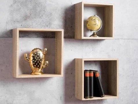 Súprava nástenných regálov (3 ks) Shelvy Cub, dub sonoma%