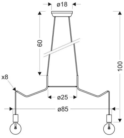 Luster na lanku BASSO 8xE27/40W/230V biela