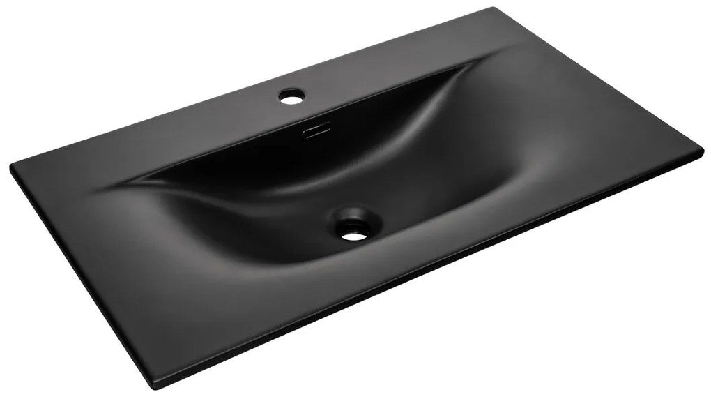 Závěsná skříňka Luxor Black I se zápustným umyvadlem 80 cm černá