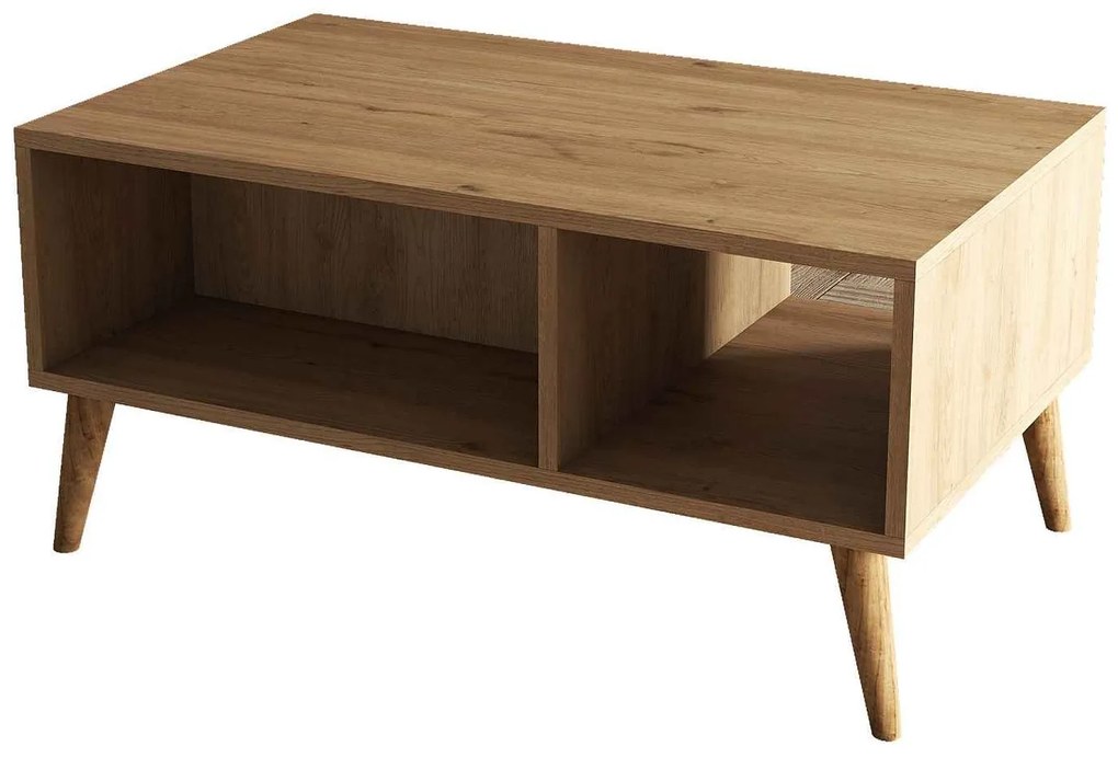 Dizajnový konferenčný stolík Sarika 90 cm vzor dub