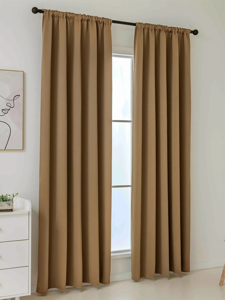Blackout závesy Elias hnedá – 140 × 280 cm (2 ks) - riasiaca stuha