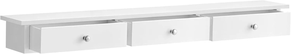 Nástenná polica Liwos so zásuvkami biela