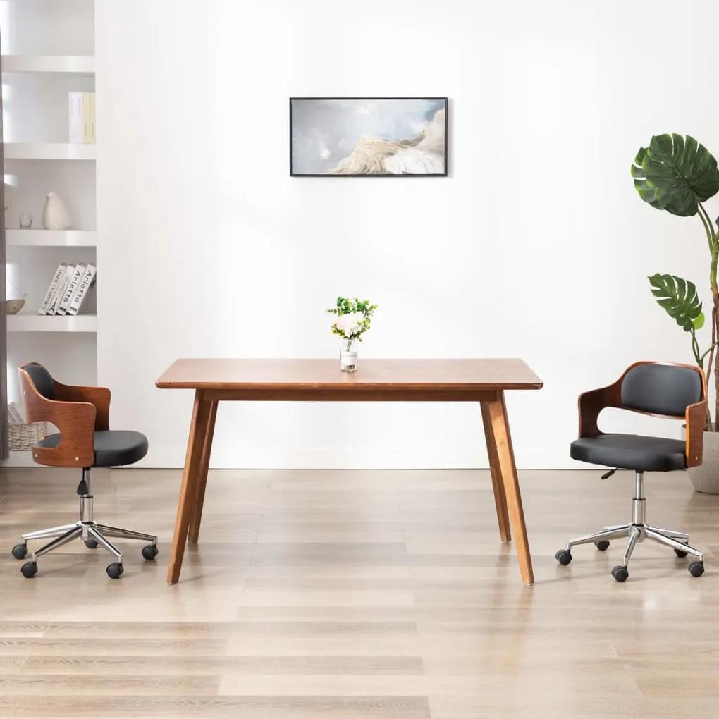 Otočná kancelárska stolička čierna ohýbané drevo a umelá koža