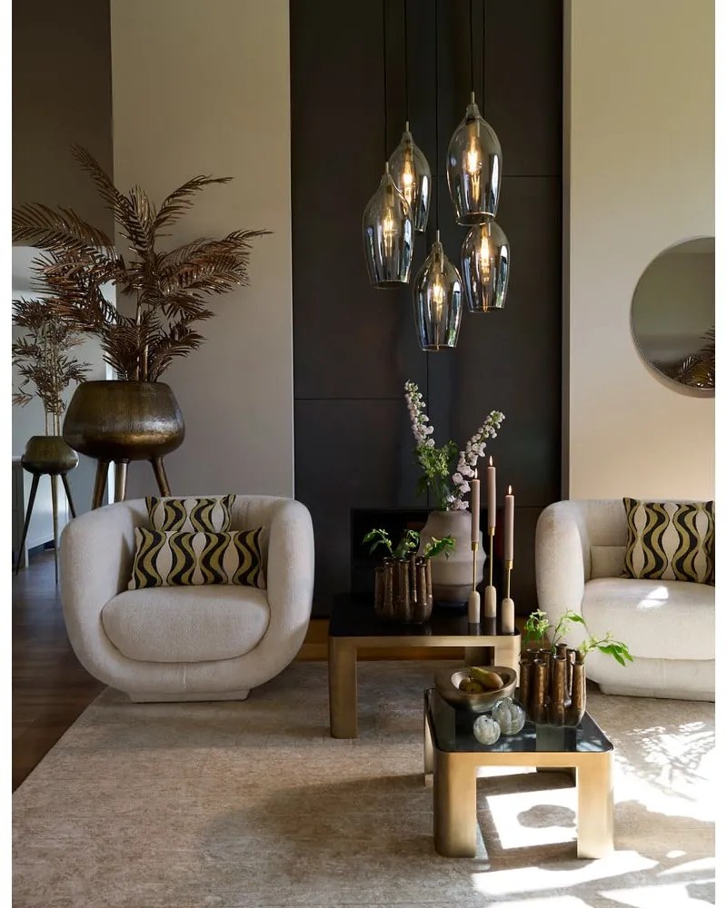 Závesné svietidlo so skleneným tienidlom v tmavosivo-bronzovej farbe ø 45 cm Lukaro – Light &amp; Living