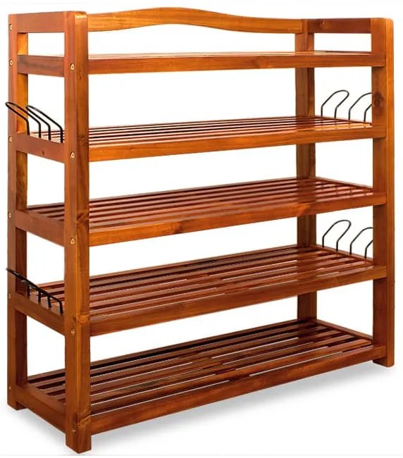 Casaria Regál na topánky RUSTIC, 5políc, 75x26x82cm, prírodná hnedá