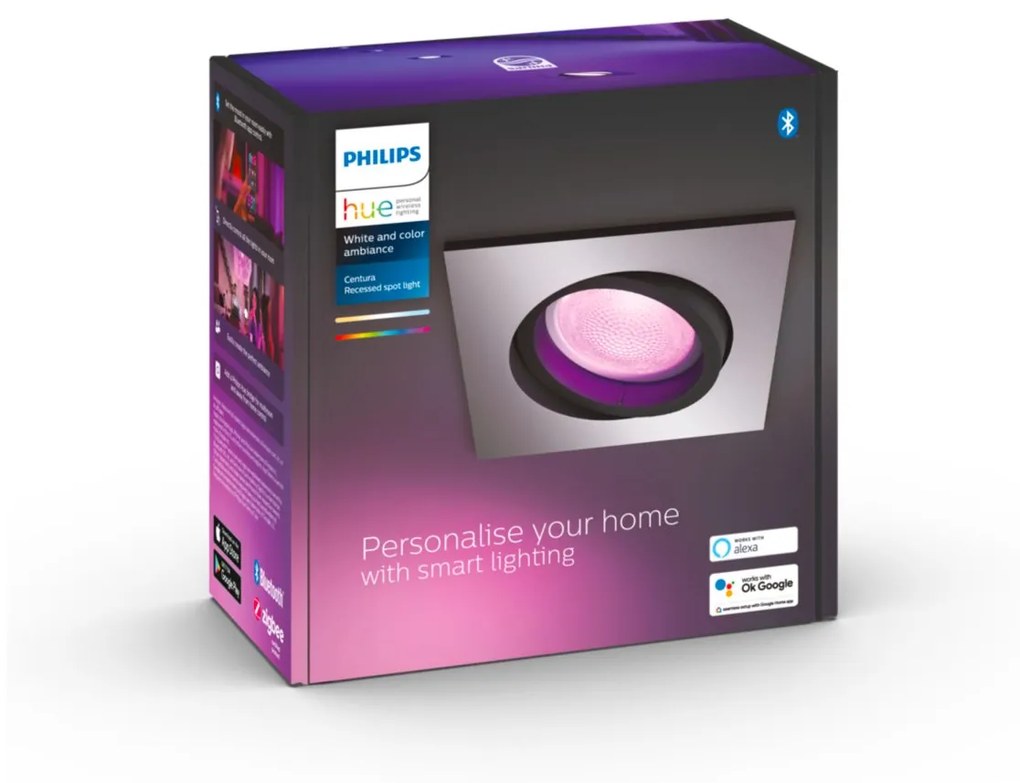 PHILIPS HUE Zápustné bodové LED inteligentné osvetlenie HUE CENTÚRA s funkciou RGB, 1xGU10, 5,7W, teplá biela-st