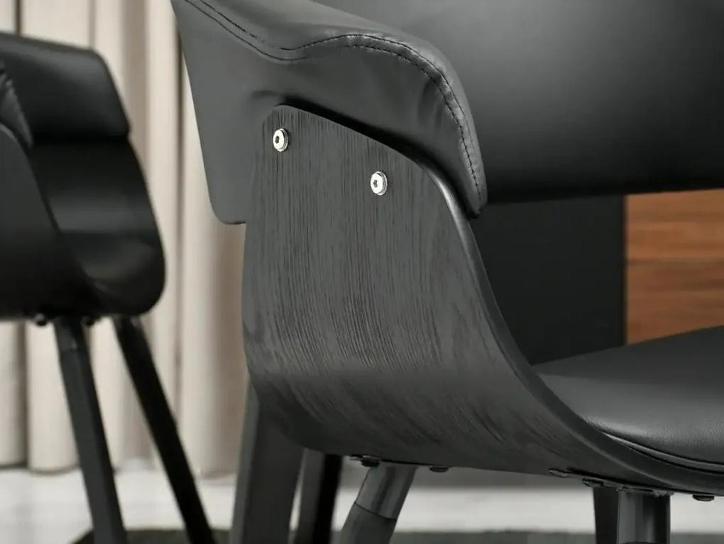 Jedálenská stolička FREYA čierne drevo + čierna ekokoža