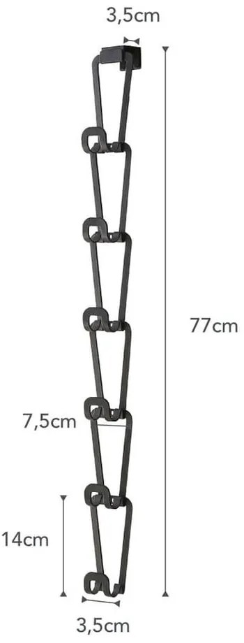 Čierny vešiak na kabelky so zavesením na dvere a 6 háčikmi Yamazaki Kanazawa