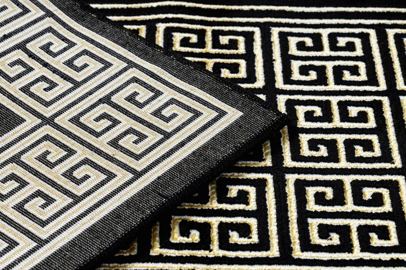 Dywany Łuszczów, Koberec behúň Gloss 6776 86 greek black/gold, 60x300, žltá, kancelária