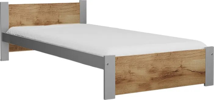 AKCIA Posteľ IKAROS 90 x 200 cm, dub artisan/sivá II. akosť