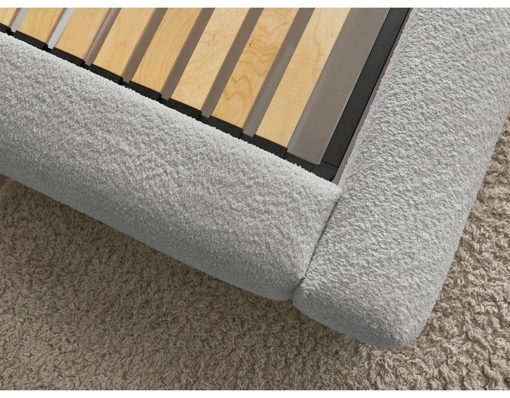 Svetlosivá čalúnená dvojlôžková posteľ s úložným priestorom s roštom 180x200 cm Orlane – Bobochic Paris