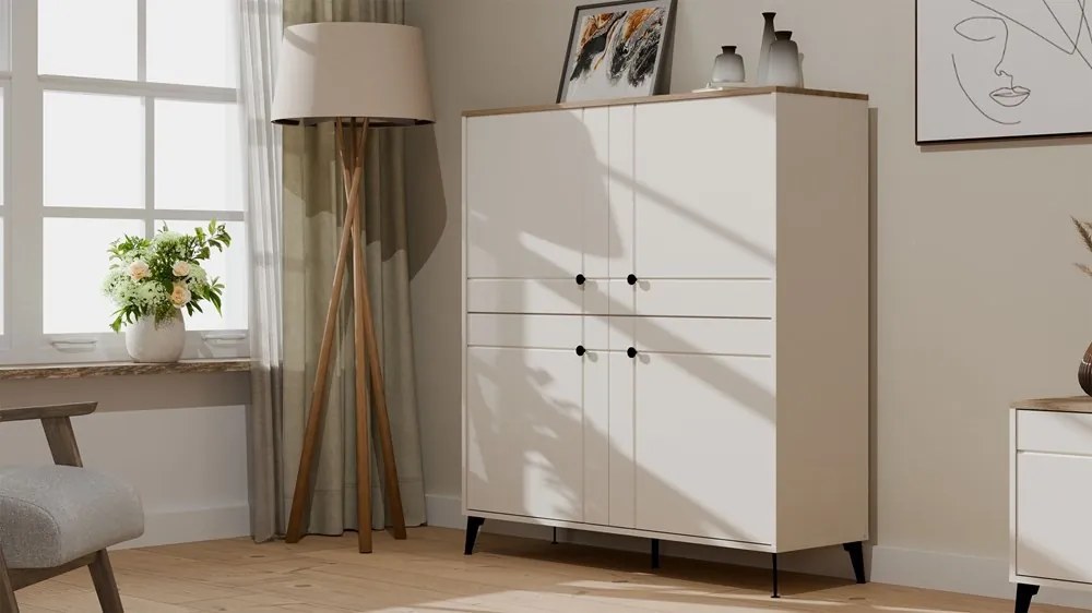 Komoda Point 123 cm dub Castello/kašmírová