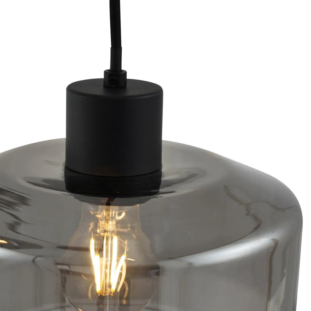 Moderné závesné svietidlo čierne s dymovým sklom 5-svetiel - Sheena