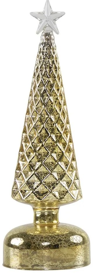 Zlatý svietiaci sklenený vianočný stromček Led L - Ø 8*30 cm