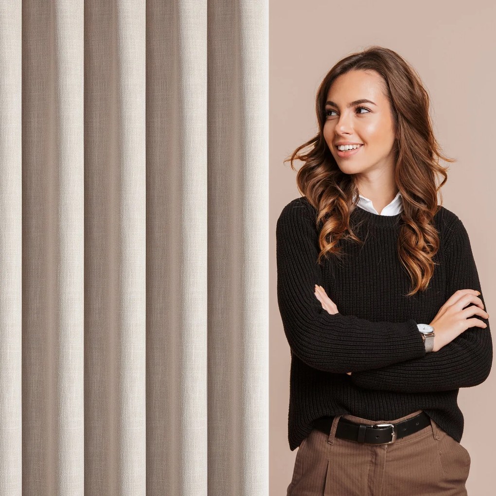 ZÁVES NA PÁSKE LEYA 140X270 CM BÉŽOVÁ