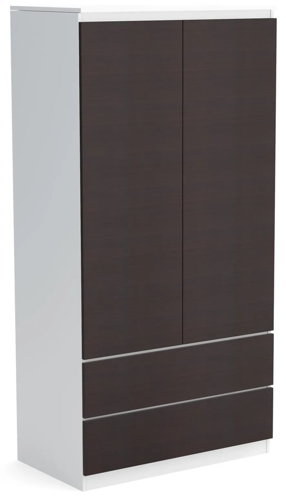 Šatní skriňa 90cm so 2 zásuvkami a vešiakom LUNE Biela/Wenge