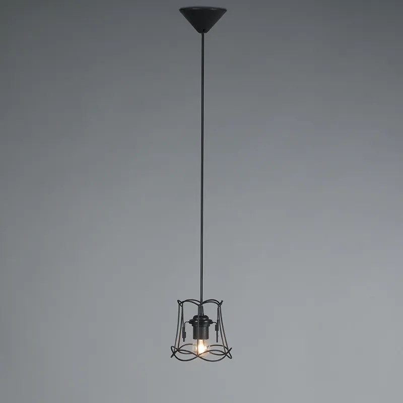 Retro závesné svietidlo čierne 15 cm - Granny Frame