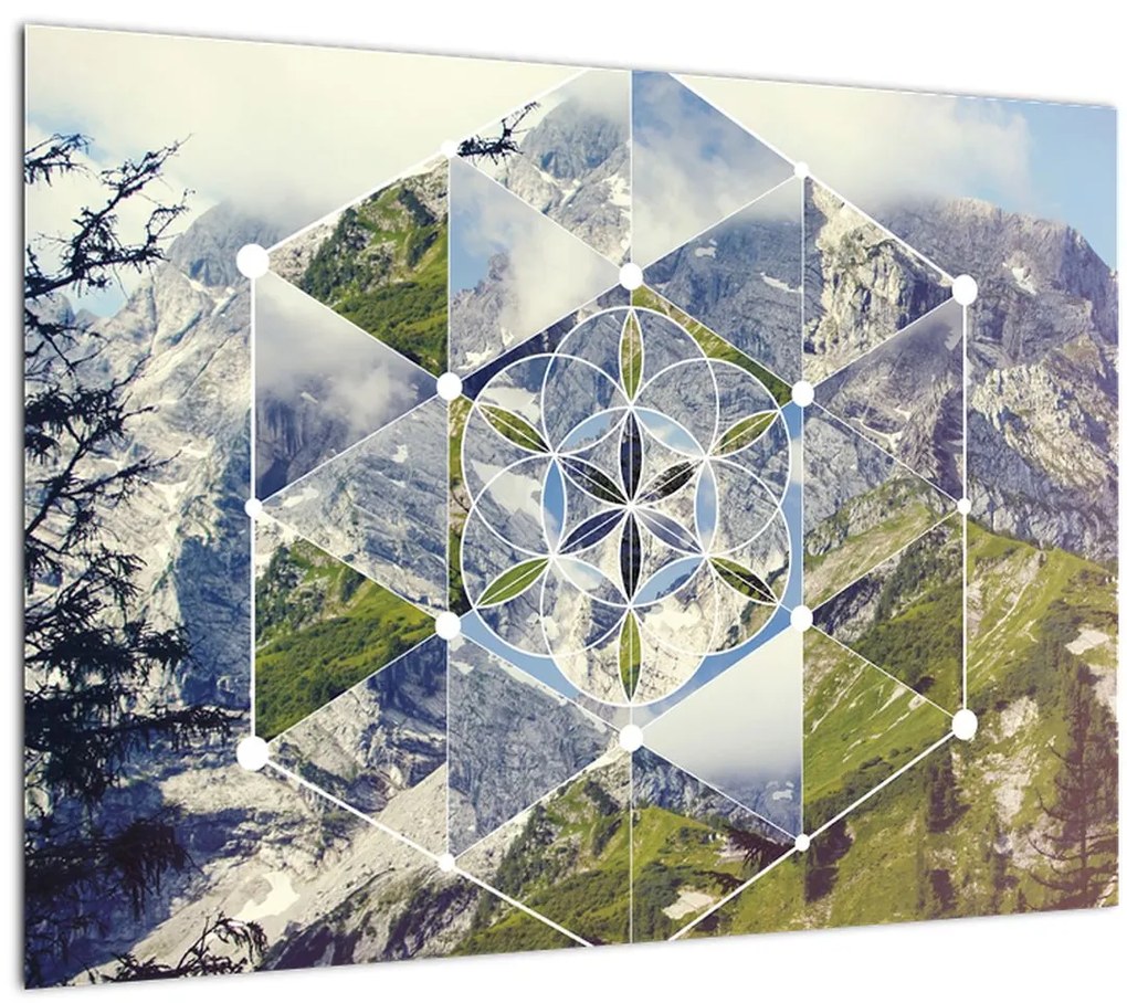 Sklenený obraz - Geometrický sklenený obrazec (70x50 cm)