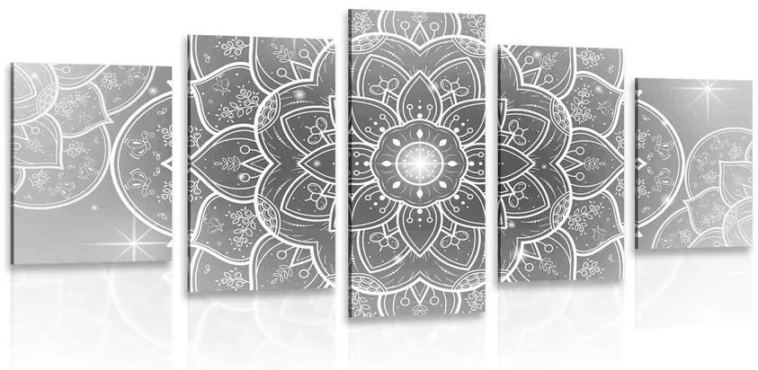 5-dielny obraz orientálna Mandala v čiernobielom prevedení Varianta: 100x50