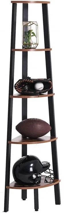 Rohový regál Vasagle Wetty čierny/hnedý