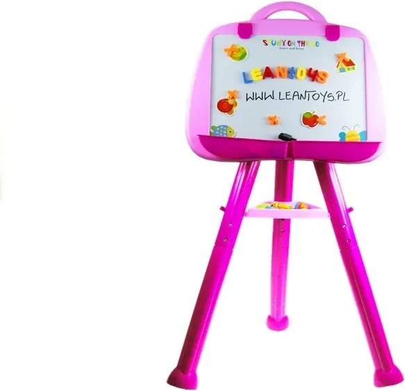 LEAN Toys Stojanová magnetická tabuľa s perom a magnetmi ružová