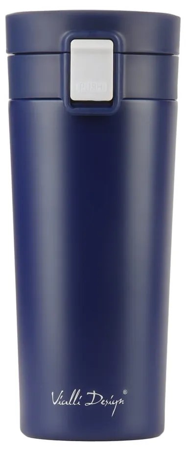 Tmavomodrý cestovný termohrnček Vialli Design Fuori, 400 ml
