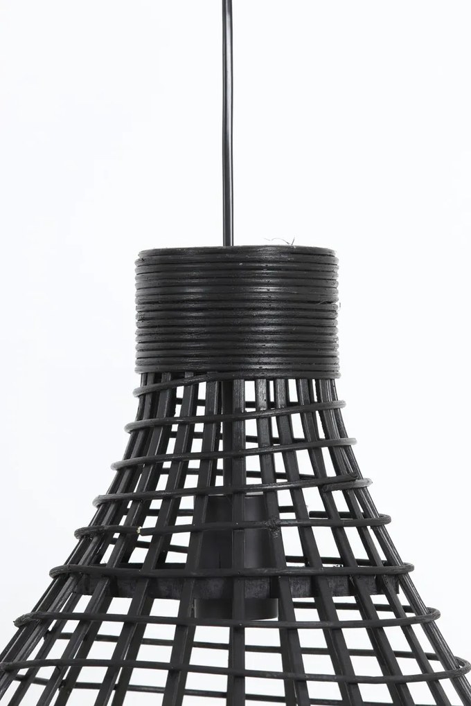 Čierne ratanové závesné svetlo Puerto - Ø 34 * 41cm