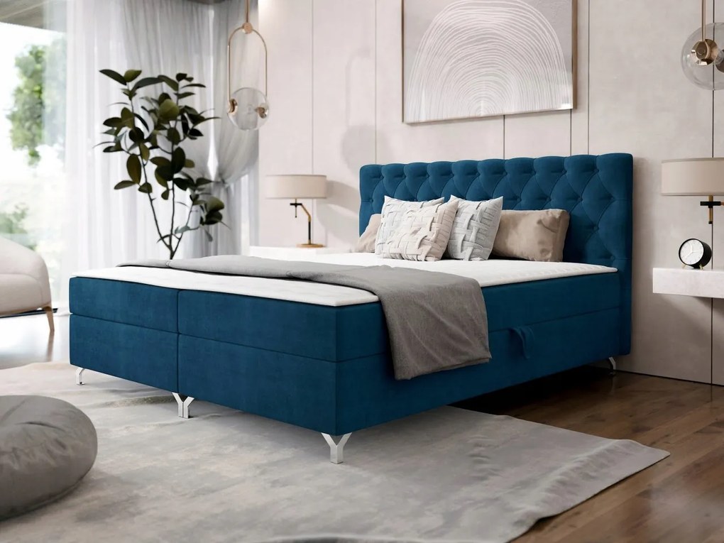 Manželská posteľ 200 cm Jenaks 2 (modrá) (rošt matrac)