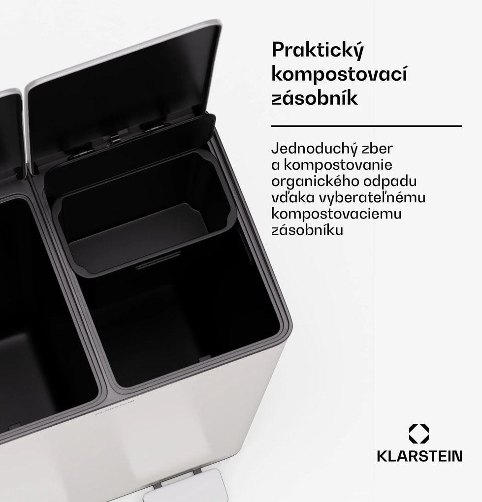 Klarstein EcoVista, odpadkový kôš s kompostérom, 60 l + 3 l/kôš + kompostér, Soft-Close