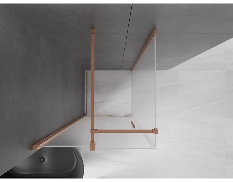 Mexen Velar, sprchový kút s posuvnými dverami 90 x 90 cm, 8mm sklo námraza, medená matná, 871-090-090-31-65