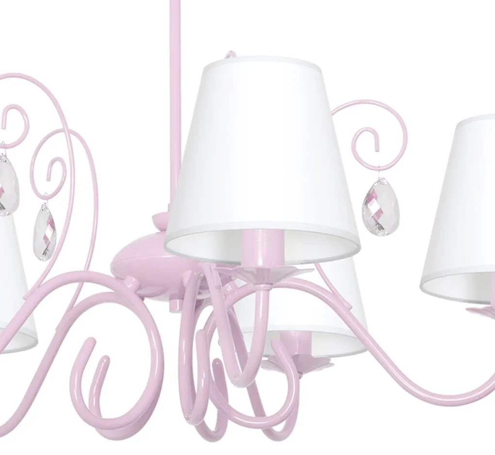 EUlight Detský luster Sara, 5x biele textilné tienidlo, p