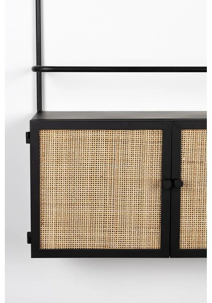 Čierny ratanový regál na víno Guuji - White Label