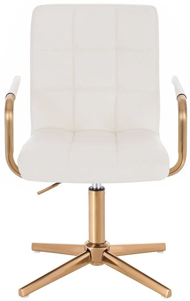 LuxuryForm DESIGN Stolička VERONA GOLD na zlatom kríži - biela