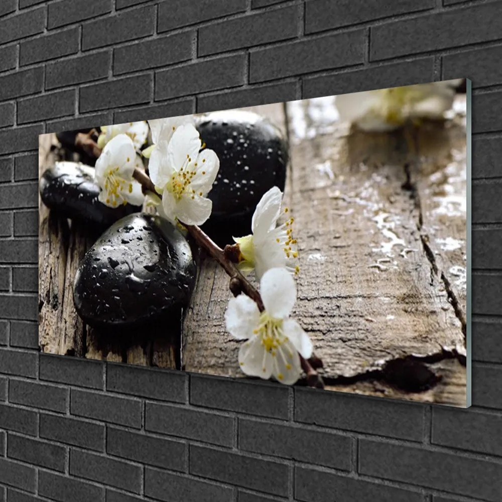 Skleneny obraz Kvety kamene zen 100x50 cm
